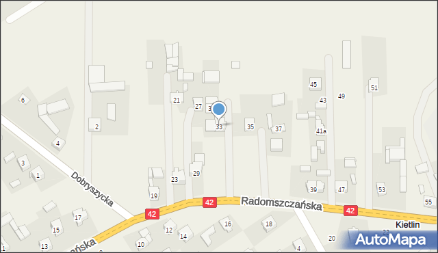 Kietlin, Radomszczańska, 33, mapa Kietlin