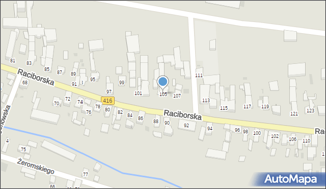 Kietrz, Raciborska, 105, mapa Kietrz