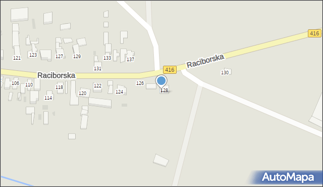 Kietrz, Raciborska, 128a, mapa Kietrz