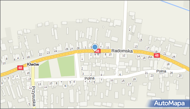 Klwów, Radomska, 4, mapa Klwów