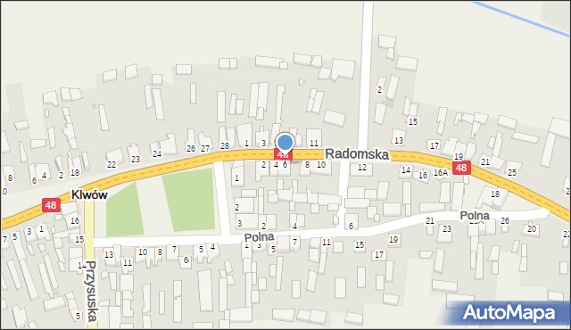 Klwów, Radomska, 6, mapa Klwów