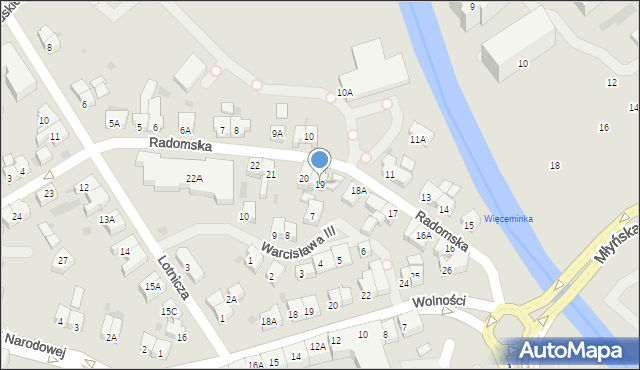 Kołobrzeg, Radomska, 19, mapa Kołobrzegu