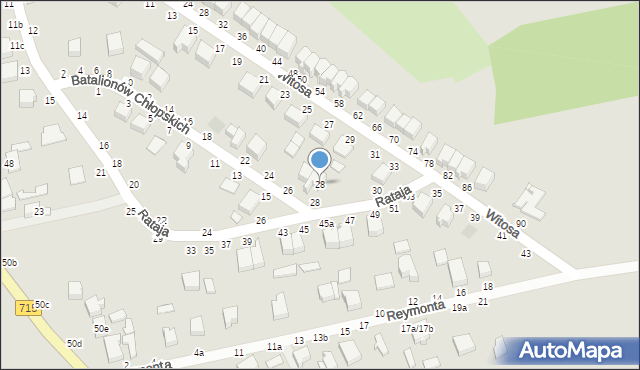 Koluszki, Rataja, 28, mapa Koluszki