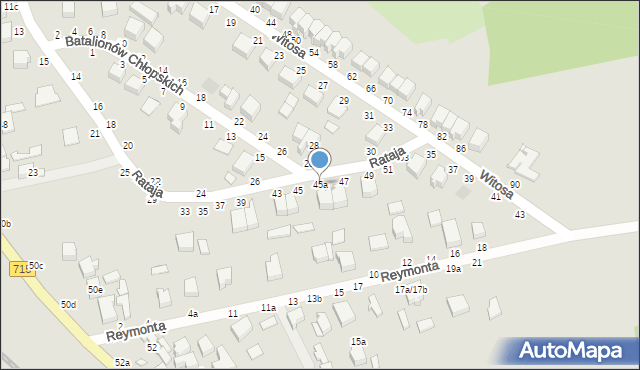 Koluszki, Rataja, 45a, mapa Koluszki