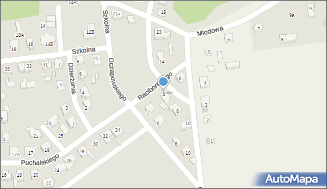 Konin, Raciborskiego Mariana, 4, mapa Konina