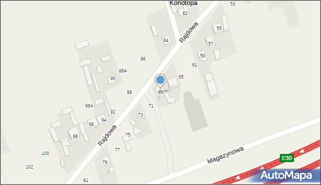 Konotopa, Rajdowa, 69, mapa Konotopa