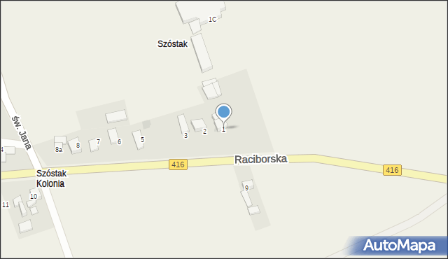 Kornice, Raciborska, 1, mapa Kornice