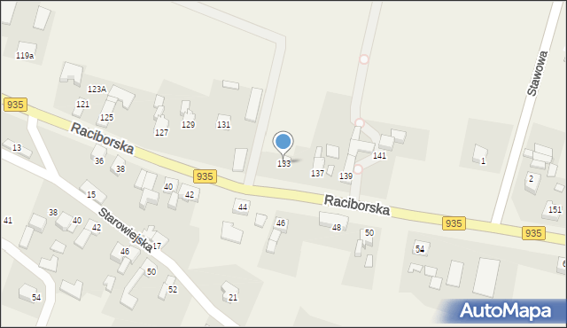 Kornowac, Raciborska, 133, mapa Kornowac