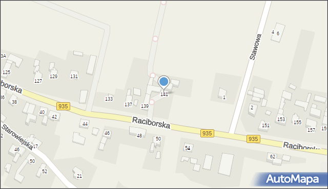 Kornowac, Raciborska, 141, mapa Kornowac