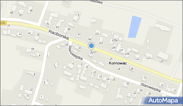 Kornowac, Raciborska, 22, mapa Kornowac