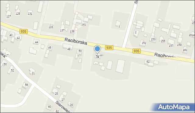 Kornowac, Raciborska, 54, mapa Kornowac