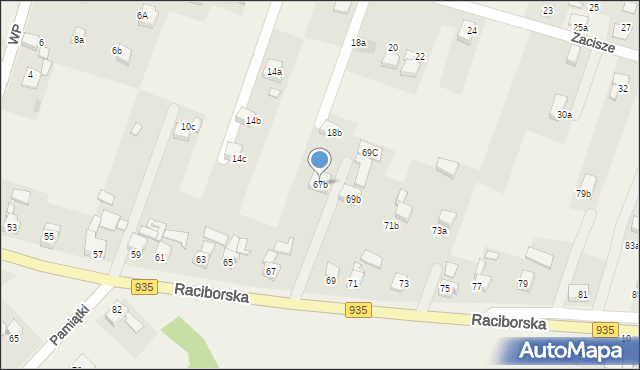 Kornowac, Raciborska, 67b, mapa Kornowac