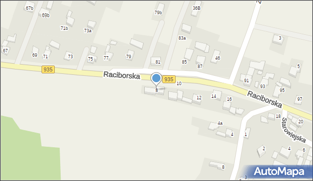 Kornowac, Raciborska, 8, mapa Kornowac