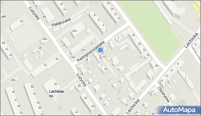 Koszalin, Radogoszczańska, 21, mapa Koszalina