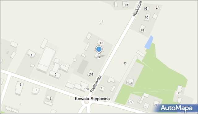 Kowala-Stępocina, Radomska, 89, mapa Kowala-Stępocina