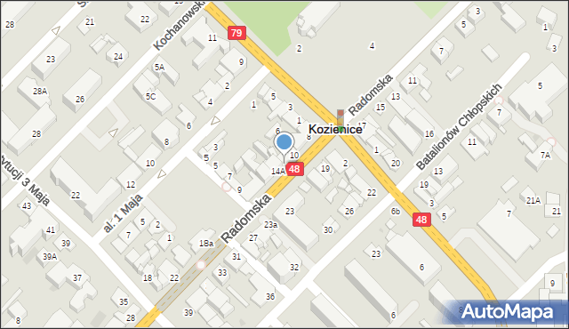 Kozienice, Radomska, 14, mapa Kozienice