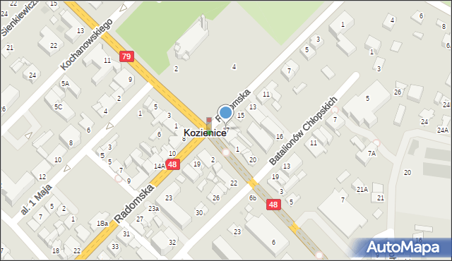 Kozienice, Radomska, 17, mapa Kozienice