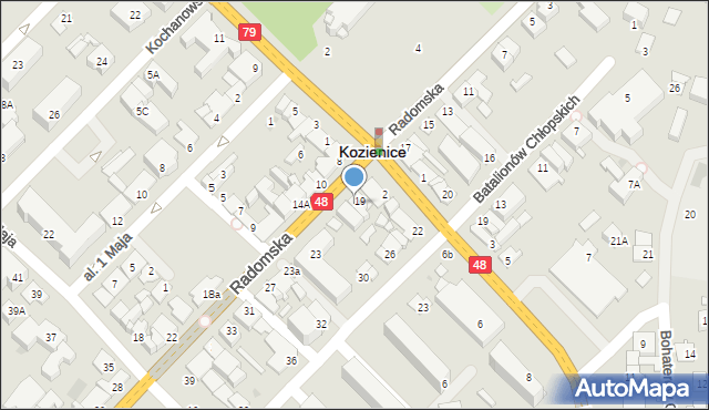 Kozienice, Radomska, 21, mapa Kozienice