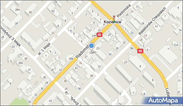 Kozienice, Radomska, 23a, mapa Kozienice