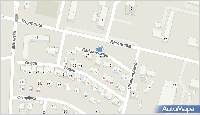 Kraków, Radwańskiego Feliksa, 15, mapa Krakowa