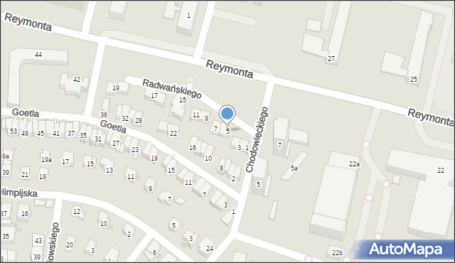 Kraków, Radwańskiego Feliksa, 5, mapa Krakowa