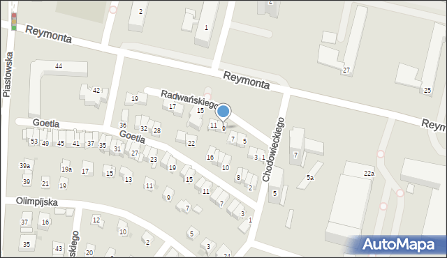 Kraków, Radwańskiego Feliksa, 9, mapa Krakowa