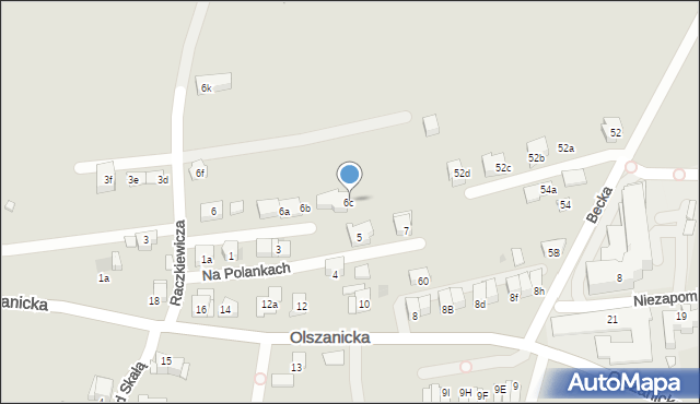 Kraków, Raczkiewicza Władysława, 6c, mapa Krakowa
