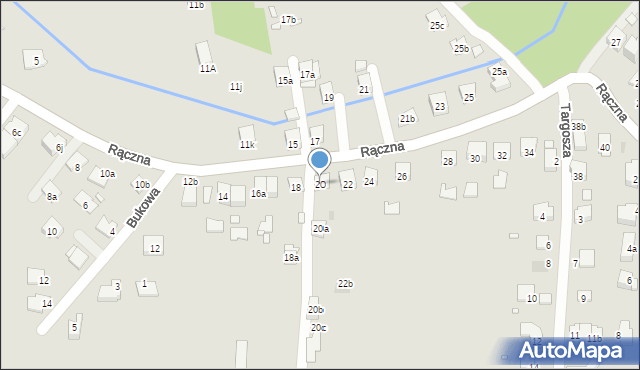 Kraków, Rączna, 20, mapa Krakowa