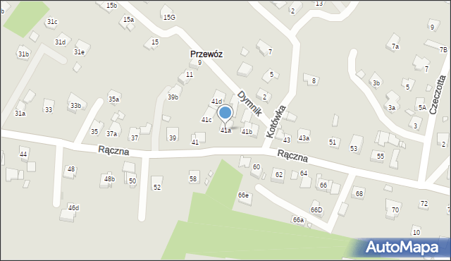 Kraków, Rączna, 41a, mapa Krakowa