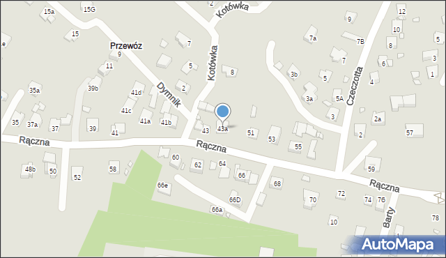 Kraków, Rączna, 43a, mapa Krakowa