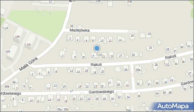 Kraków, Rakuś, 19, mapa Krakowa