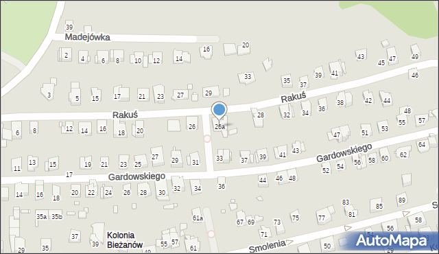 Kraków, Rakuś, 26a, mapa Krakowa