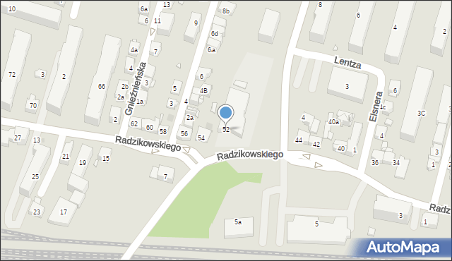 Kraków, Radzikowskiego Eliasza, 52, mapa Krakowa