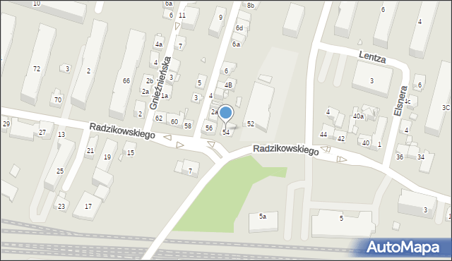 Kraków, Radzikowskiego Eliasza, 54, mapa Krakowa