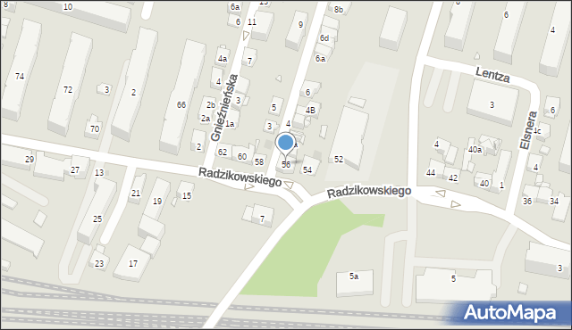 Kraków, Radzikowskiego Eliasza, 56, mapa Krakowa