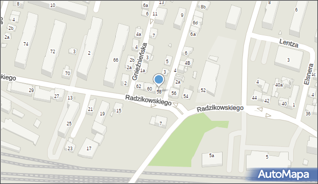 Kraków, Radzikowskiego Eliasza, 58, mapa Krakowa