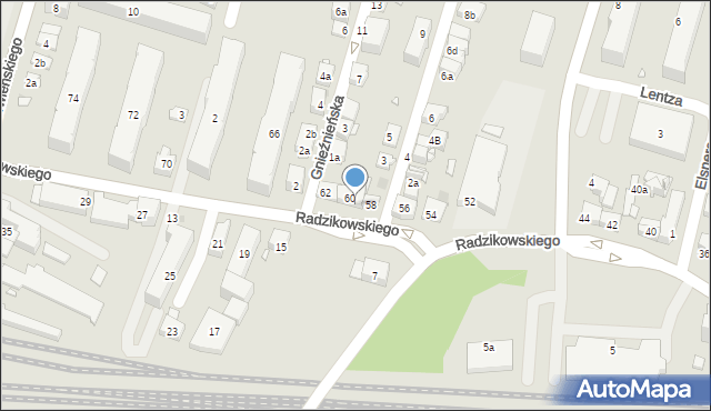 Kraków, Radzikowskiego Eliasza, 58a, mapa Krakowa