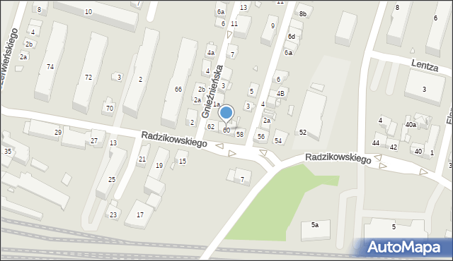 Kraków, Radzikowskiego Eliasza, 60, mapa Krakowa