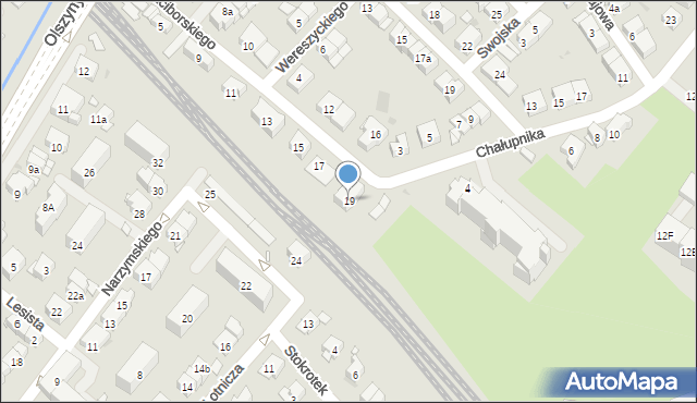 Kraków, Raciborskiego Mariana, 19, mapa Krakowa