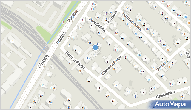 Kraków, Raciborskiego Mariana, 8, mapa Krakowa