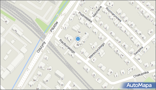 Kraków, Raciborskiego Mariana, 8a, mapa Krakowa