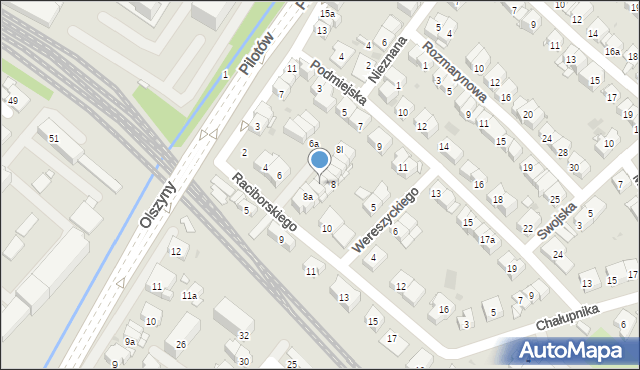 Kraków, Raciborskiego Mariana, 8d, mapa Krakowa