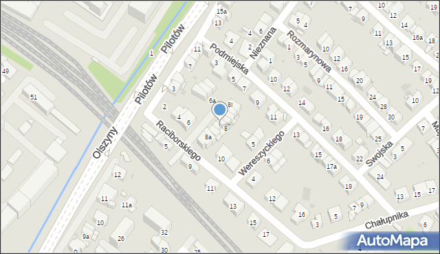 Kraków, Raciborskiego Mariana, 8e, mapa Krakowa