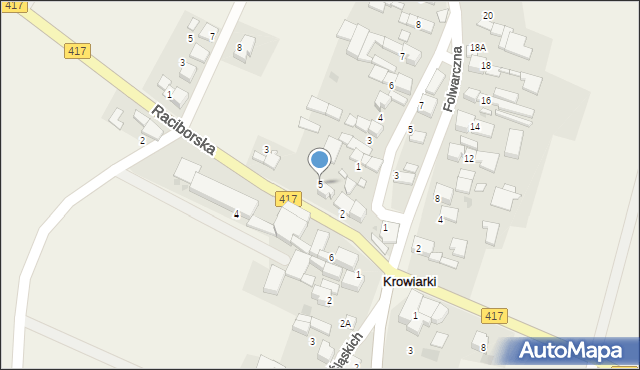 Krowiarki, Raciborska, 5, mapa Krowiarki