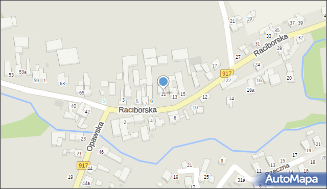 Krzanowice, Raciborska, 11, mapa Krzanowice