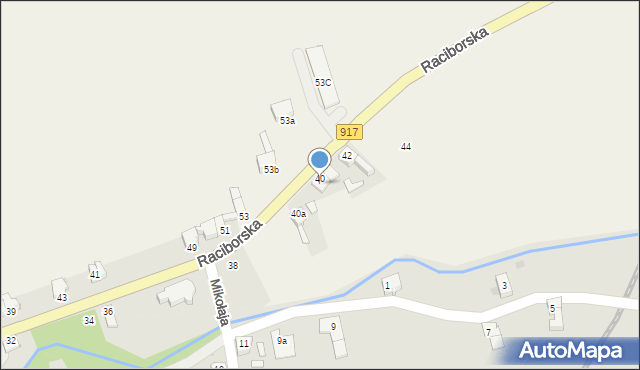 Krzanowice, Raciborska, 40, mapa Krzanowice