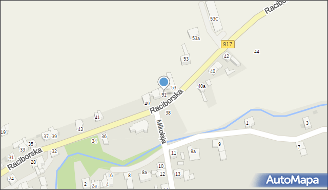 Krzanowice, Raciborska, 51, mapa Krzanowice