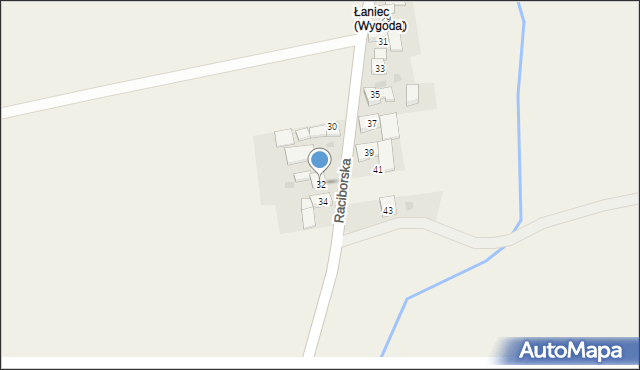 Łaniec, Raciborska, 32, mapa Łaniec