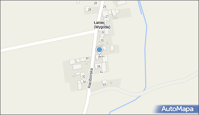 Łaniec, Raciborska, 37, mapa Łaniec