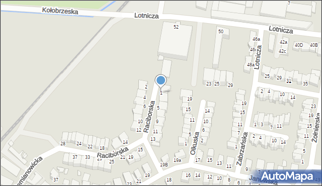 Legnica, Raciborska, 1, mapa Legnicy
